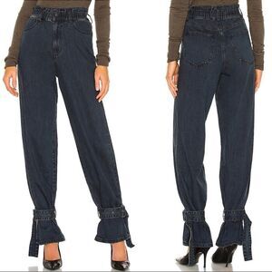 NWT WeWoreWhat Paper Bag Buckle Canal Denim Jeans Danielle Bernstein Size 28